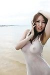 Ruka Ichinose mostrou fora no Transparente branco molhado Vestido no o oceano e em seguida, muito fodido no costa