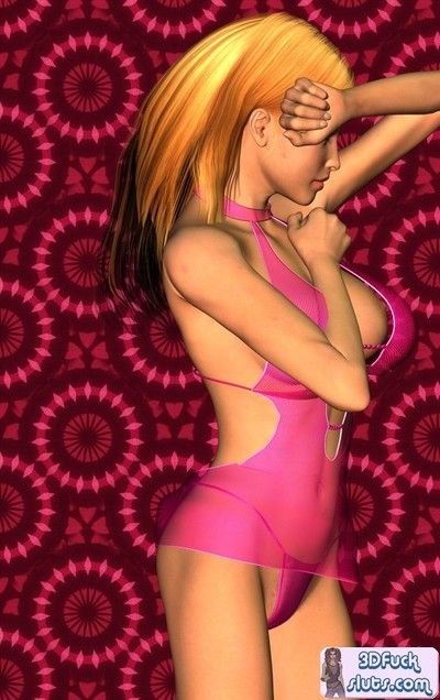 Animation girl in pink underclothes way