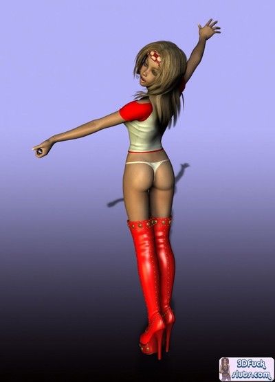 3d toon in underclothes and boots