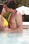 Alluring adolescent Eva Strauss has outdoor hardcore act of love in the swimming pool