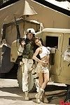 Insatiable cutie Kirsten Price is pleasuring the love making act hunger of soldier outdoor