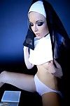 Rounded brunette hair Kayden Kross is clothed as a nun but that babe is keen to strip.