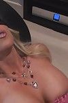 Chained fairy-haired vixen with big tits sucks and drills a massive stick