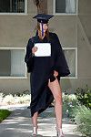 College chicito Juules Diamond positions her panties below her robe during outdoor scene