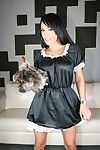 Round boobed tanned brunette housewife slave Mariah Milano takes her outfit off and gets a bonk.