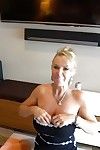 Nylon adorned blonde housewife Sandra Otterson taking sperm in mouth