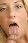 Big titted teen blonde Sammie Rhodes gets a mouthful of jizz after pussy pounding