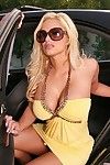 Huge boobed Shyla Stylez pulls down her yellow dress and takes on big rock hard cock