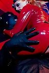 Wrapped in latex costume this frisky girl Sue Diamond gets fucked through the hole