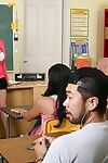 Curvy teacher Sophie Dee with giant tits and big bubble ass gets fucked beside the blackboard