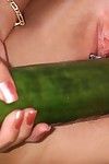 Dirty closeups with Sandra ShineÃ¢â¬â¢s pierced pussy filled with the long cucumber