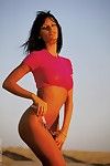 De helft naakt of naakt dit luxe meisje Anita Blond uiterlijk Geweldig op De strand