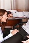 Dynamic young babe Dominica Phoenix blowjobs guys in office room