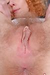 maturo rossa Con piccolo Tette mostrando off peloso ascelle e Vagina