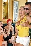 Busty Italian blonde beauty Evita Pozzi gets boned in front of the girls