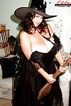 French MILF Chloe Vevrier freeing knockers and bush from witches uniform