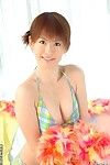Marvelous Chinese bombita Ai Himeno is teasing with diminutive bikini and miniscule bra buddies images