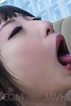 Real Oriental gal Arisa Nakano is sitting on the knees and orally fixating the member