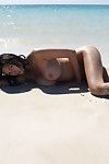 spogliata enorme petto giapponese Tera Patrick mostra off Il suo Sexy corpo in sabbia su il spiaggia
