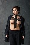 Flawless dark hair Mai Ly is hotly posing in gentlemen dress and then getting naked and showing gripping body shape