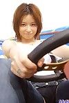 Fascinating Japanese student cutie Yuri Idols is getting stripped and hotly posing in the school bus