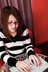 Elegant Japanese bookworm Rino Mizusawa doesn\'t take her glasses off for toys & masturbation